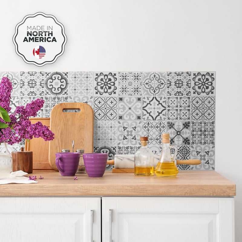 Smart Tiles بلاط ذكي قابل للتقشير واللصق باكسبلاش - 5 ورقات مقاس 9 بوصة × 9 بوصة - لاصق ثلاثي الأبعاد قابل للتقشير واللصق باكسبلاش للمطبخ والحمام وبلاط الحائط - Image 2